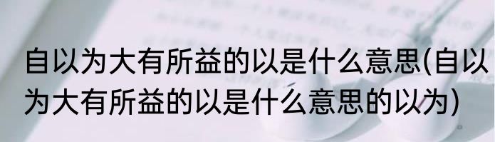 自以为大有所益的以是什么意思(自以为大有所益的以是什么意思的以为)