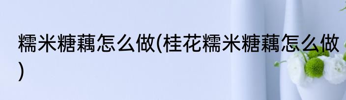 糯米糖藕怎么做(桂花糯米糖藕怎么做)