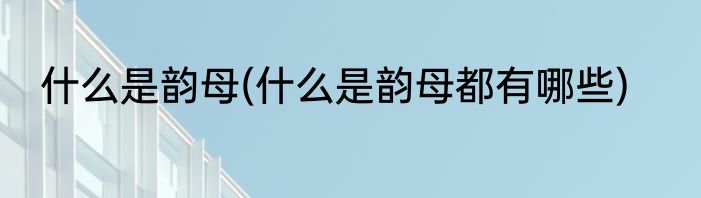 什么是韵母(什么是韵母都有哪些)