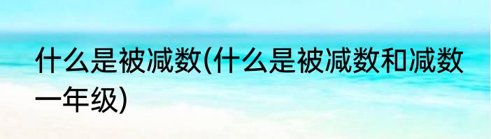 什么是被减数(什么是被减数和减数 一年级)