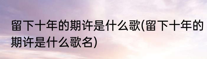 留下十年的期许是什么歌(留下十年的期许是什么歌名)
