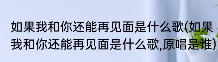 如果我和你还能再见面是什么歌(如果我和你还能再见面是什么歌,原唱是谁)