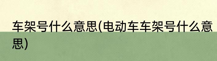 车架号什么意思(电动车车架号什么意思)