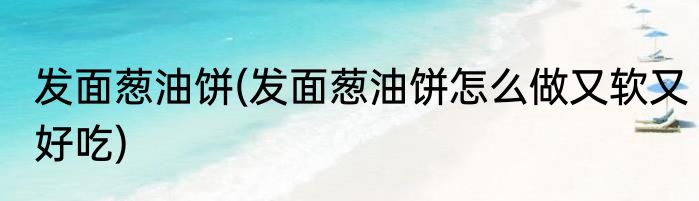 发面葱油饼(发面葱油饼怎么做又软又好吃)