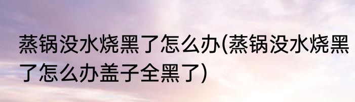 蒸锅没水烧黑了怎么办(蒸锅没水烧黑了怎么办盖子全黑了)