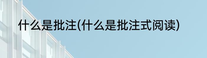 什么是批注(什么是批注式阅读)