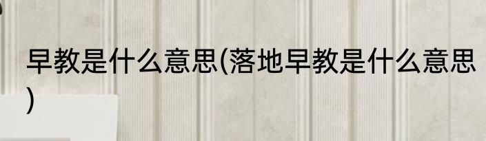 早教是什么意思(落地早教是什么意思)