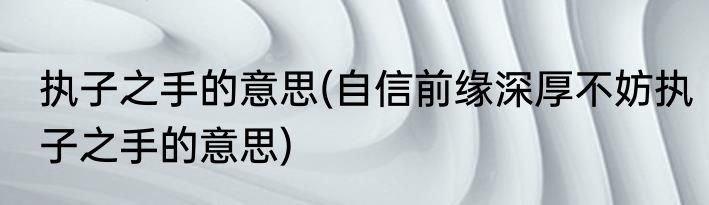 执子之手的意思(自信前缘深厚不妨执子之手的意思)