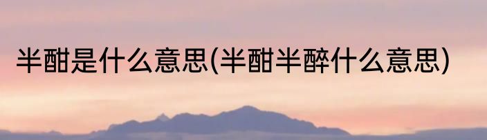 半酣是什么意思(半酣半醉什么意思)