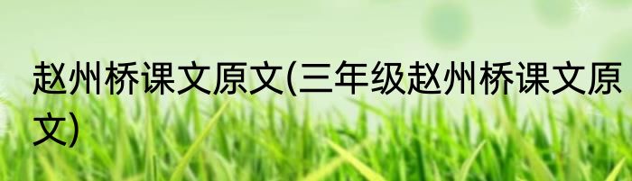 赵州桥课文原文(三年级赵州桥课文原文)