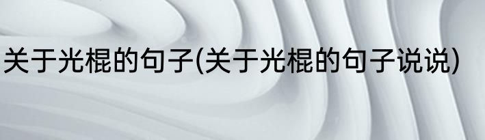 关于光棍的句子(关于光棍的句子说说)