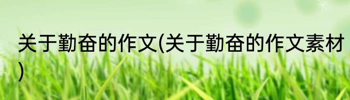 关于勤奋的作文(关于勤奋的作文素材)