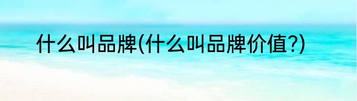 什么叫品牌(什么叫品牌价值?)