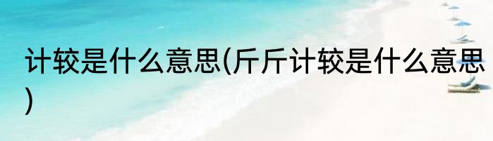 计较是什么意思(斤斤计较是什么意思)