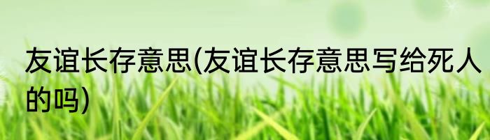 友谊长存意思(友谊长存意思写给死人的吗)