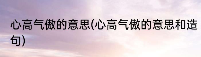心高气傲的意思(心高气傲的意思和造句)