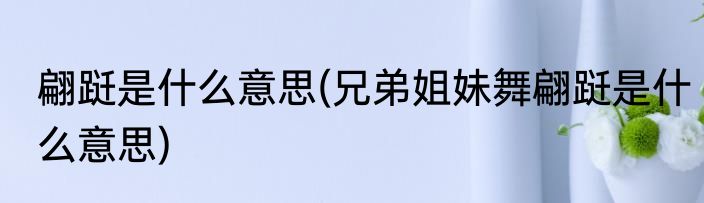 翩跹是什么意思(兄弟姐妹舞翩跹是什么意思)