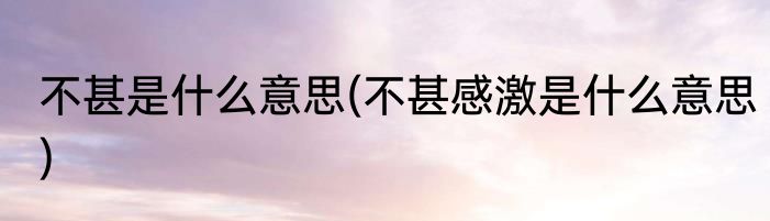 不甚是什么意思(不甚感激是什么意思)