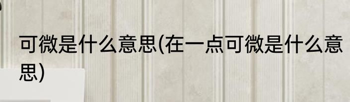 可微是什么意思(在一点可微是什么意思)