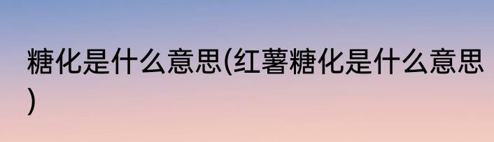 糖化是什么意思(红薯糖化是什么意思)