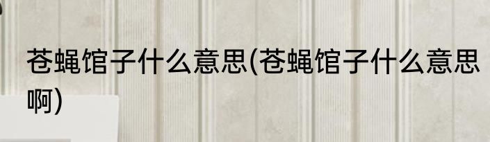 苍蝇馆子什么意思(苍蝇馆子什么意思啊)