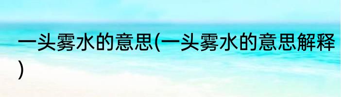 一头雾水的意思(一头雾水的意思解释)