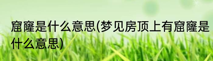 窟窿是什么意思(梦见房顶上有窟窿是什么意思)