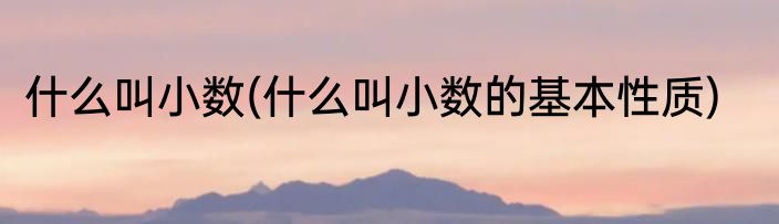 什么叫小数(什么叫小数的基本性质)