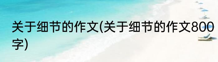 关于细节的作文(关于细节的作文800字)