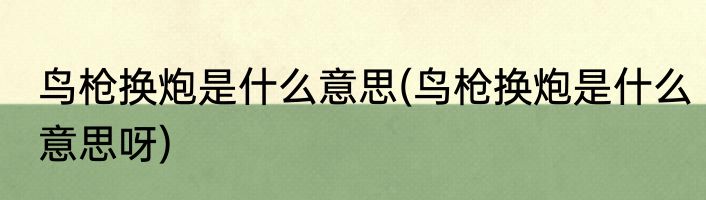 鸟枪换炮是什么意思(鸟枪换炮是什么意思呀)
