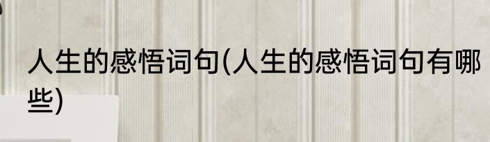 人生的感悟词句(人生的感悟词句有哪些)