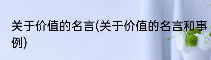 关于价值的名言(关于价值的名言和事例)