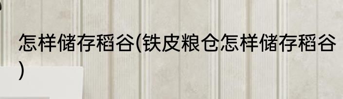 怎样储存稻谷(铁皮粮仓怎样储存稻谷)