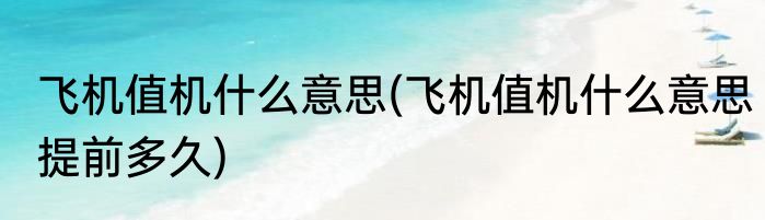 飞机值机什么意思(飞机值机什么意思提前多久)