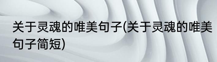 关于灵魂的唯美句子(关于灵魂的唯美句子简短)