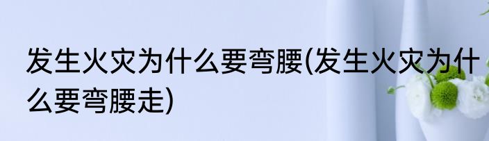 发生火灾为什么要弯腰(发生火灾为什么要弯腰走)