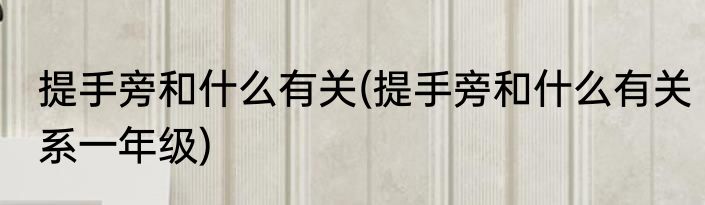 提手旁和什么有关(提手旁和什么有关系一年级)