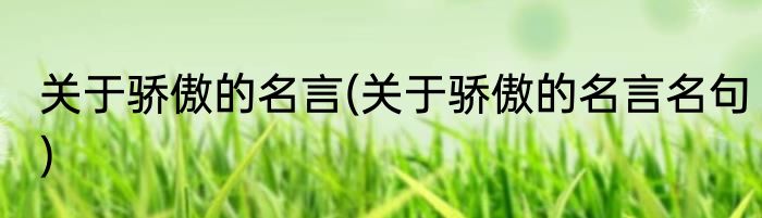 关于骄傲的名言(关于骄傲的名言名句)