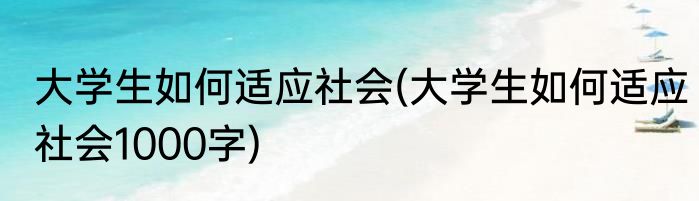 大学生如何适应社会(大学生如何适应社会1000字)
