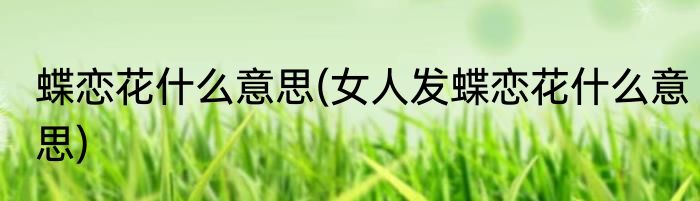 蝶恋花什么意思(女人发蝶恋花什么意思)