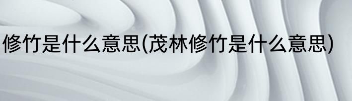 修竹是什么意思(茂林修竹是什么意思)