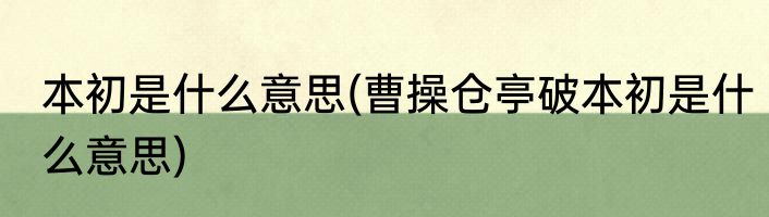 本初是什么意思(曹操仓亭破本初是什么意思)