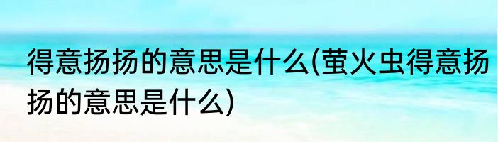 得意扬扬的意思是什么(萤火虫得意扬扬的意思是什么)