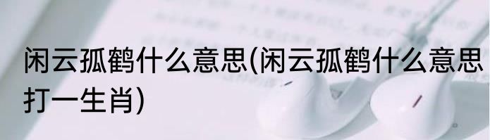 闲云孤鹤什么意思(闲云孤鹤什么意思打一生肖)