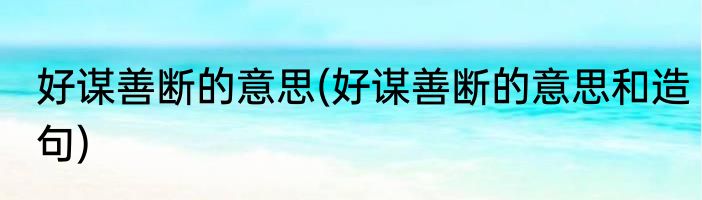 好谋善断的意思(好谋善断的意思和造句)