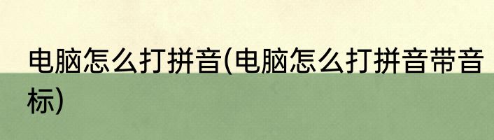 电脑怎么打拼音(电脑怎么打拼音带音标)