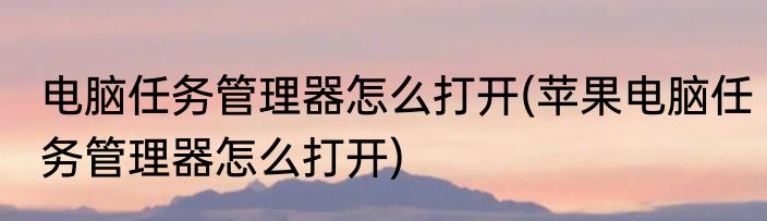 电脑任务管理器怎么打开(苹果电脑任务管理器怎么打开)