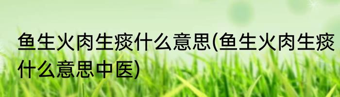 鱼生火肉生痰什么意思(鱼生火肉生痰什么意思中医)