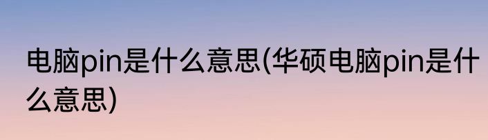 电脑pin是什么意思(华硕电脑pin是什么意思)