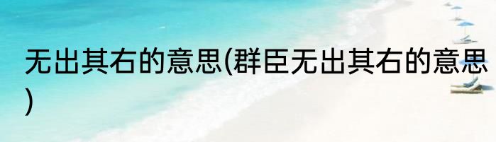 无出其右的意思(群臣无出其右的意思)